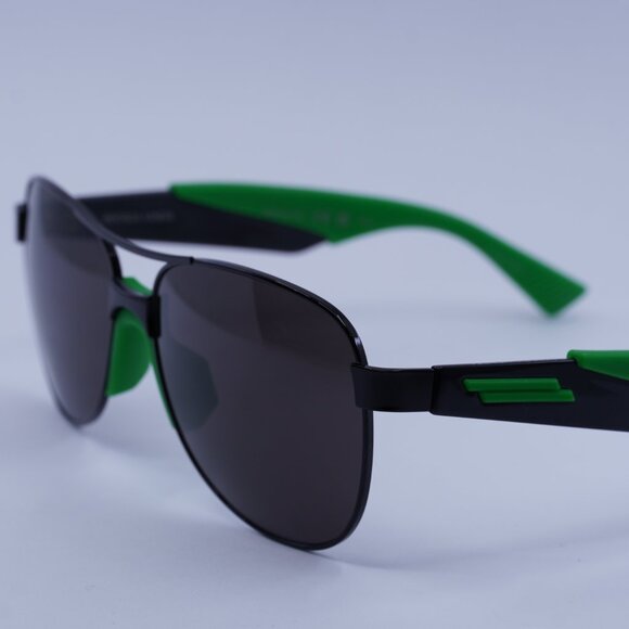 Bottega Veneta BV1231S 001 Sunglasses Black/Green Aviator Frame, Grey Lenses - Picture 9 of 11